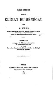 Cover of: Recherches sur le climat du Sénégal by Alfred Borius