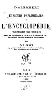 Cover of: Discours préliminaire de l'encyclopédie: publié intégralement d'après l ...