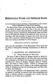 Annual Report by Massachusetts Metropolitan Water and Sewerage Board , Metropolitan Water and Sewerage Board , Massachusetts