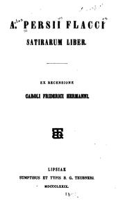 Cover of: A. Persii Flacci Satirarum liber