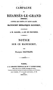 Cover of: Campagne de Rhamsès-le-Grand (Sésostris) contre les Schèta et leurs alliés