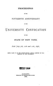 Cover of: Proceedings of the ... Convocation by University of the State of New York, University of the State of New York