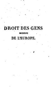 Cover of: Droit des gens moderne de l'Europe