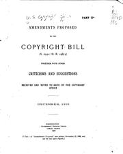 Cover of: Amendments Proposed to the Copyright Bill (S. 6330; H.R. 19853) Together ...