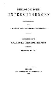 Cover of: Philologische Untersuchungen