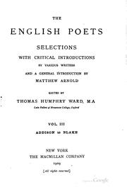 Cover of: The English Poets: Selections by Thomas Humphry Ward