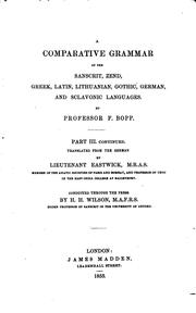 Cover of: A Comparative Grammar of the Sanscrit, Zend, Greek, Latin, Lithuanian ...