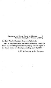 Biennial report of the State Board of Health of Kentucky. 1883 by No name