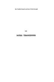 Cover of: Introduction a la Lecture Des Notes Tironiennes