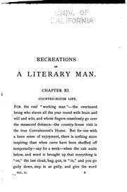 Cover of: Recreations of a Literary Man: Or, Does Writing Pay?