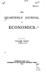 Cover of: The Quarterly Journal of Economics