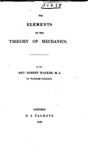 Cover of: The Elements of the Theory of Mechanics