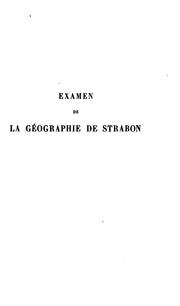 Cover of: Examen de la géographie de Strabon by Marcel Dubois