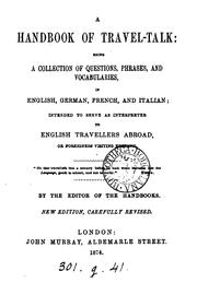 Cover of: A handbook of travel-talk by handbook of travel -talk