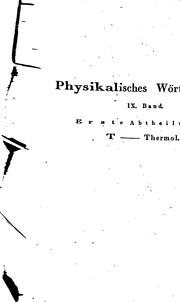 Cover of: Johann Samuel Traugott Gehler's physikalisches Wörterbunch