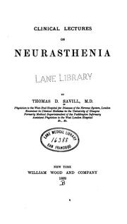 Cover of: Clinical lectures on neurasthenia