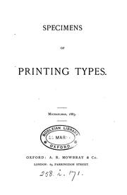 Cover of: Specimens of printing types. Michaelmas 1883
