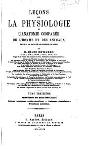 Cover of: Leçons sur la physiologie et l'anatomie comparée de l'homme et des animaux ...