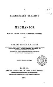 Cover of: An elementary treatise on mechanics by Richard Potter