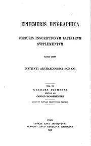Cover of: Ephemeris epigraphica: Corporis inscriptionum Latinarum supplementum. by Wilhelm Henzen, Deutsches Archäologisches Institut