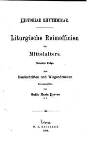 Cover of: Historiae rhythmicae: Liturgische Reimofficien des Mittelalters