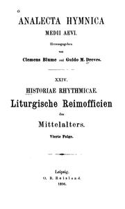 Cover of: Historiae rhythmicae: Liturgische Reimofficien des Mittelalters