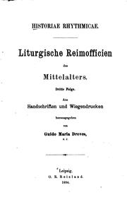 Cover of: Historiae rhythmicae: Liturgische Reimofficien des Mittelalters