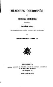 Cover of: Mémoires couronnés et autres mémoires ... by Académie Royale des Sciences, des lettres et des beaux-arts de Belgique