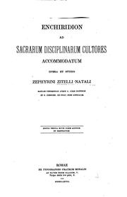 Cover of: Enchiridion ad sacrarum disciplinarum cultores accommodatum by Zephyrino Zitelli -Natali