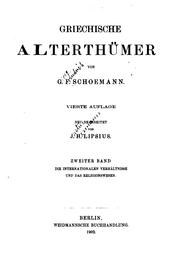 Cover of: Griechische Alterthümer by Georg Friedrich Schömann, Justus Hermann Lipsius