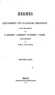 Cover of: Hermes by Ernst Willibald Emil Hübner, Georg Kaibel , Carl Robert , Friedrich Leo, Georg Wissowa