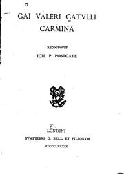 Cover of: Carmina by Gaius Valerius Catullus, J. P. Postgate