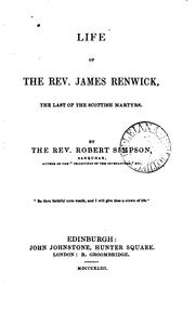 Cover of: Life of the rev. James Renwick