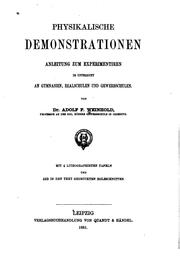 Cover of Physikalische Demonstrationen: Anleitung zum Experimentiren im Unterricht an .. by Adolf Ferdinand Weinhold