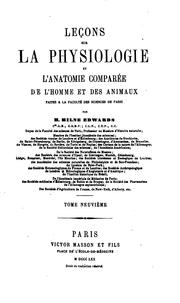 Cover of: Leçons sur la physiologie et l'anatomie comparée de l'homme et des animaux by Henri Milne-Edwards