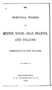 Cover of: The Poetical Works of Milton, Young, Gray, Beattie, and Collins