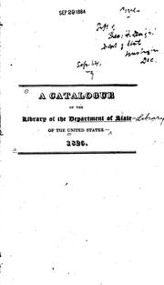 Cover of: A Catalogue of the Library of the Department of State of the United States