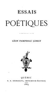 Cover of: Essais poétiques