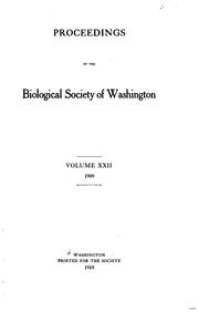 Cover of: Proceedings of the Biological Society of Washington