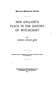 Cover of: New England's Place in the History of Witchcraft