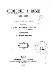 Cover of: Choiseul à Rome, 1754-1757: Lettres et mémoires inédits by Choiseul, Etienne-François duc de, Maurice Boutry