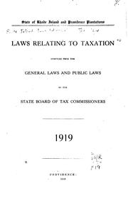 Cover of: Laws Relating to Taxation: Comp. from the General Laws and Public Laws