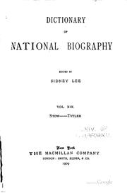 Cover of: Dictionary of National Biography by Sir Sidney Lee
