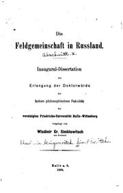 Cover of: Die Feldgemeinschaft in Russland