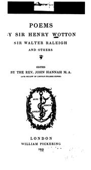 Cover of: Poems by Sir Henry Wotton, Sir Walter Raleigh and Others
