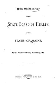 Cover of: Annual Report of the State Board of Health of the State of Maine by Maine State Board of Health