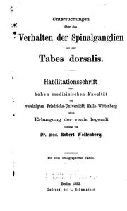 Cover of: Untersuchung über das Verhalten der Spinalganglien bei der Tabes dorsalis ...