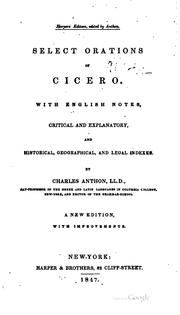 Cover of: Select Orations of Cicero: With an English Commentary...