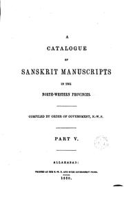 Cover of: A Catalogue of Sanskrit Manuscripts in Private Libraries of the North-West ...