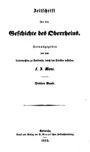 Cover of: Zeitschrift für die Geschichte des Oberrheins